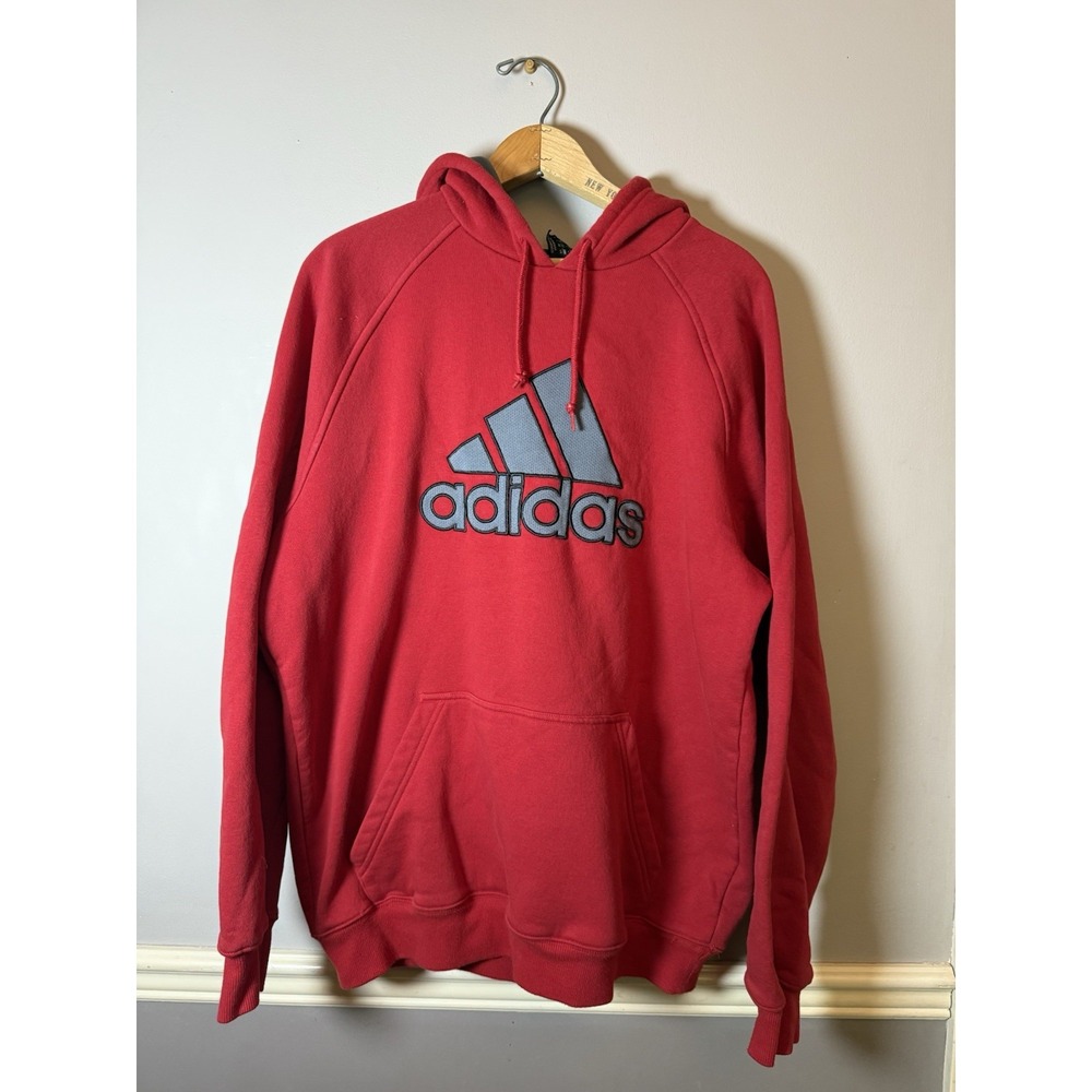 Adidas Logo Pullover Hoodie‎ Red and Gray mens large
